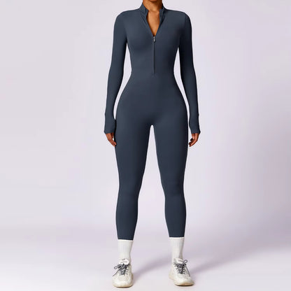 Cozy Women's One-Piece Yoga Jumpsuit - Warm Long-Sleeved Ski Bodysuit for Ultimate Comfort and Flexibility