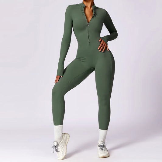 Cozy Women's One-Piece Yoga Jumpsuit - Warm Long-Sleeved Ski Bodysuit for Ultimate Comfort and Flexibility