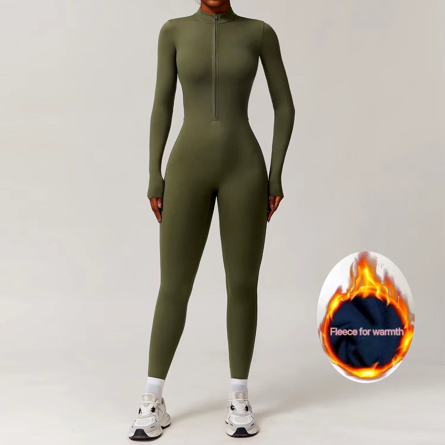 Cozy Women's One-Piece Yoga Jumpsuit - Warm Long-Sleeved Ski Bodysuit for Ultimate Comfort and Flexibility