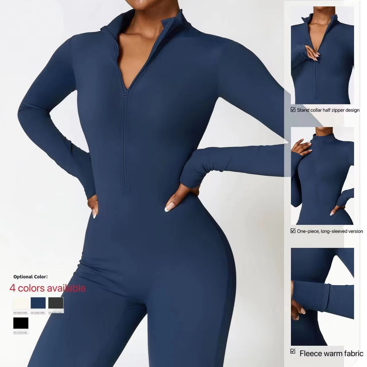 Cozy Women's One-Piece Yoga Jumpsuit - Warm Long-Sleeved Ski Bodysuit for Ultimate Comfort and Flexibility