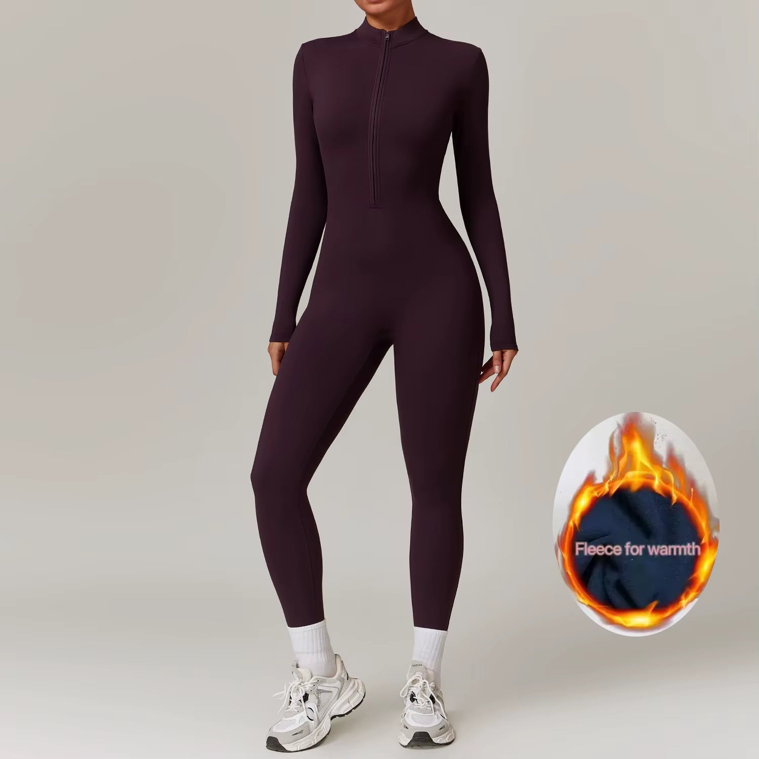 Cozy Women's One-Piece Yoga Jumpsuit - Warm Long-Sleeved Ski Bodysuit for Ultimate Comfort and Flexibility