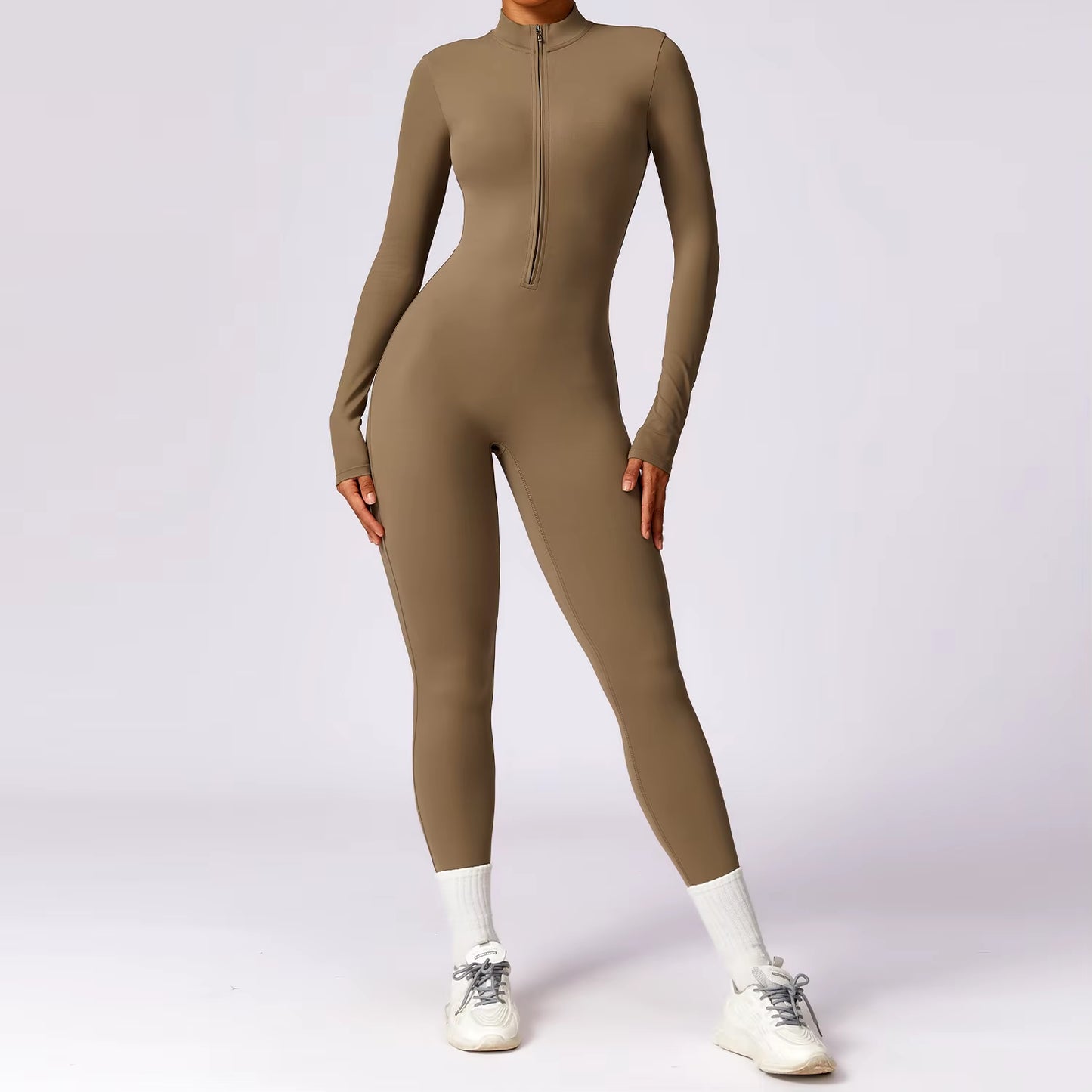 Cozy Women's One-Piece Yoga Jumpsuit - Warm Long-Sleeved Ski Bodysuit for Ultimate Comfort and Flexibility