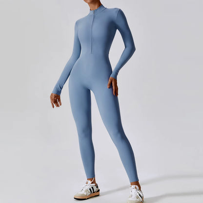 Cozy Women's One-Piece Yoga Jumpsuit - Warm Long-Sleeved Ski Bodysuit for Ultimate Comfort and Flexibility