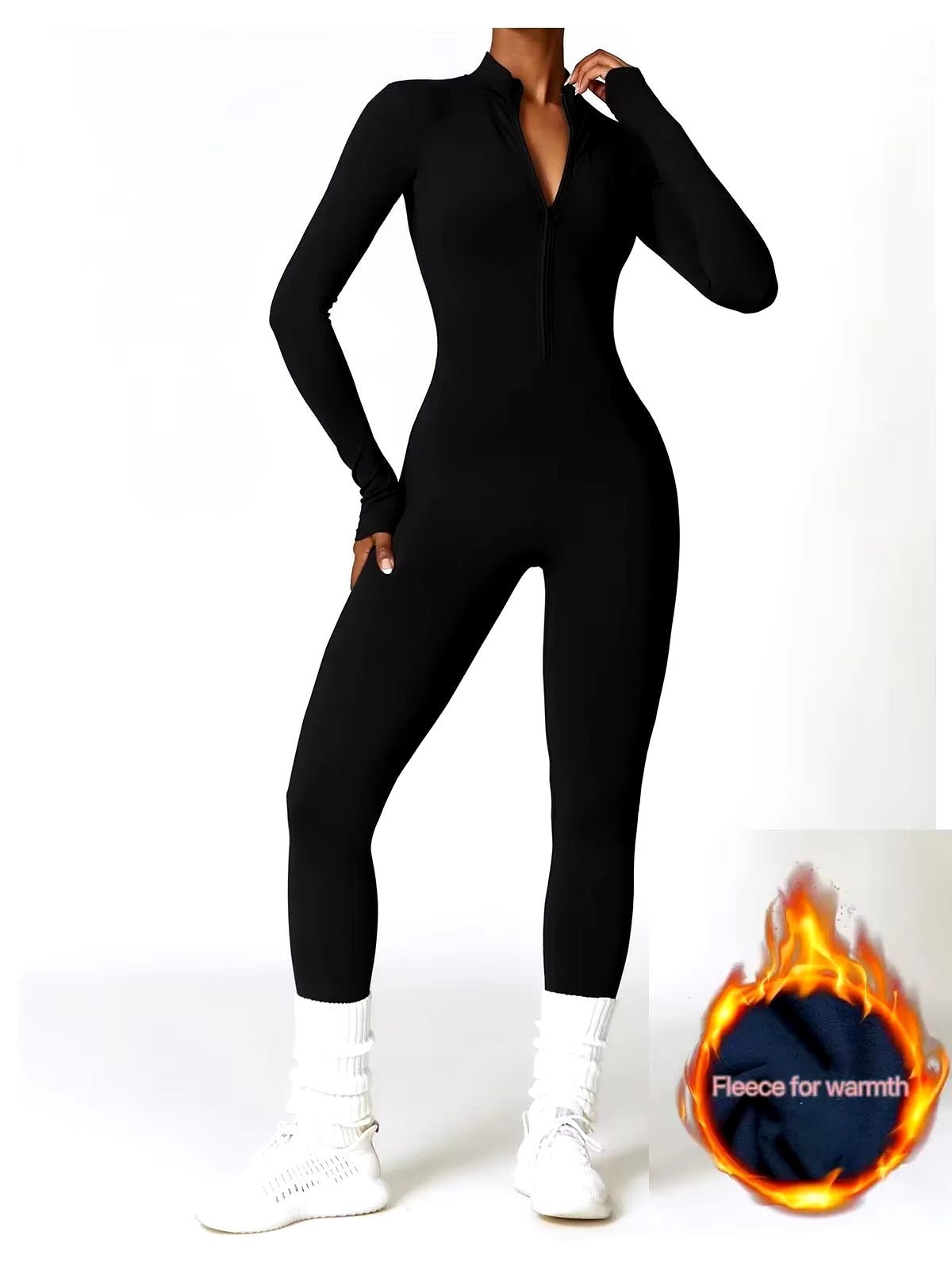 Cozy Women's One-Piece Yoga Jumpsuit - Warm Long-Sleeved Ski Bodysuit for Ultimate Comfort and Flexibility